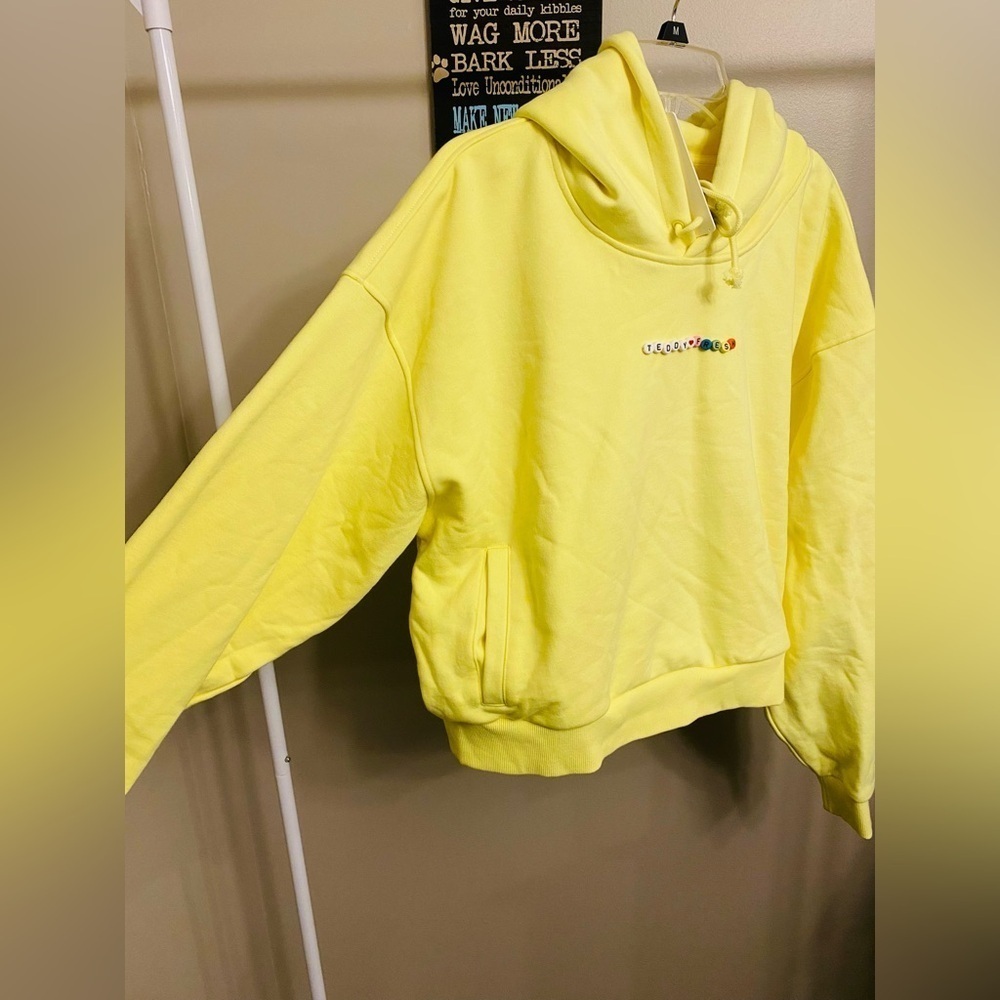 NWT Teddy Fresh neon yellow cropped hoodie - Picture 3 of 10